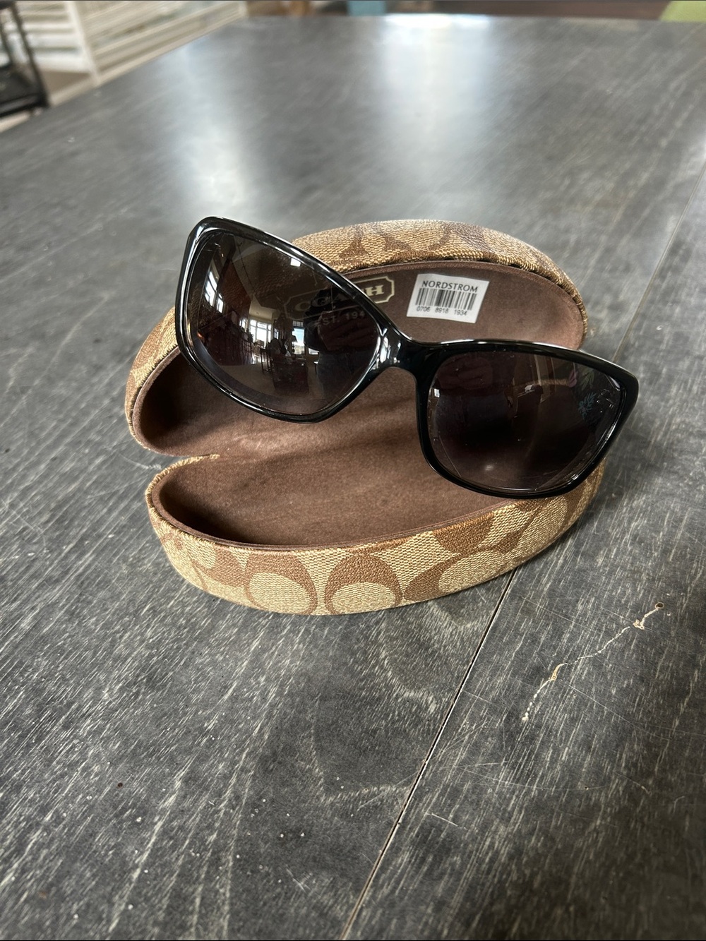 Coach Black Frame Sunglasses with Brown Signature Case